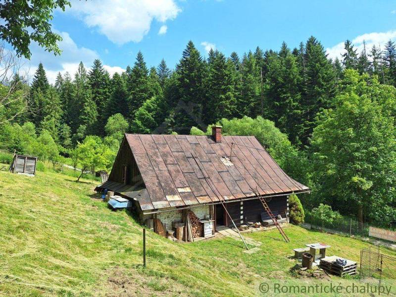 A cottage in Zákopčie surrounded by forests, grass, and meadows.