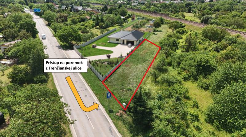 A plot for residential use in Nové Mesto nad Váhom with access from Trenčianska Street.
