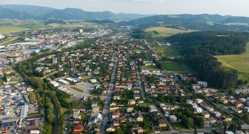 Aerial view of Unique Properties in Žilina, surrounded by nature and greenery.