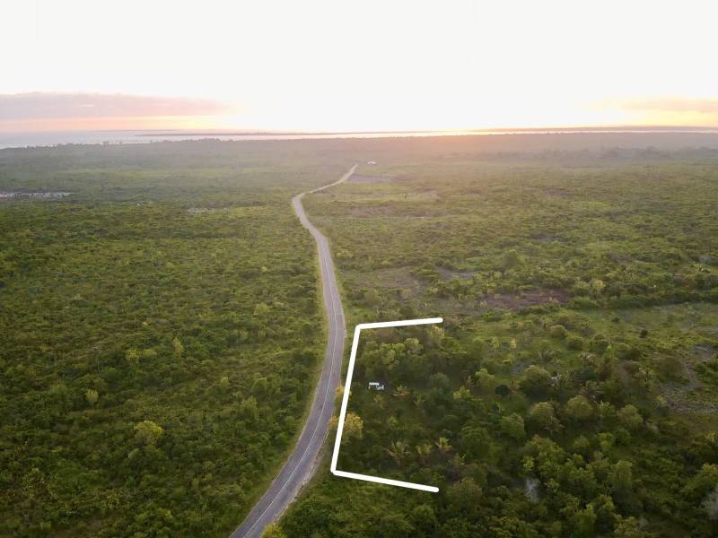 A road leading to the coast near plots in Kizimkazi, Unguja South at dusk. Commercial use.