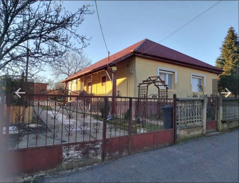 A family house in Leh with yellow plaster, a red roof, a front garden, and a wrought iron gate.