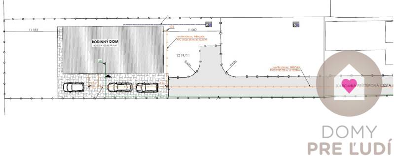 Floor plan of a family house with three parking spaces on Mičurínska Street in Orechová Potôň.