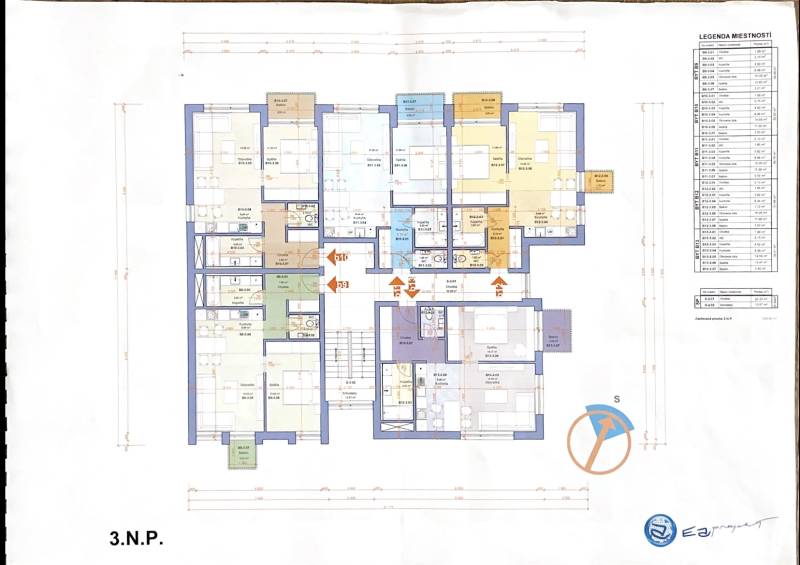 Floor plan of apartments in the building in Galanta Košúty, Millenium Street.