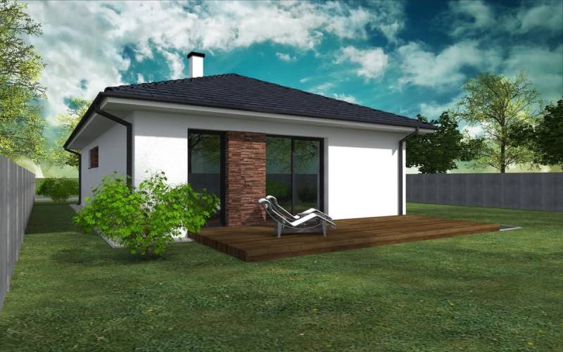 A family house in Western Slovakia with a terrace and a landscaped garden.