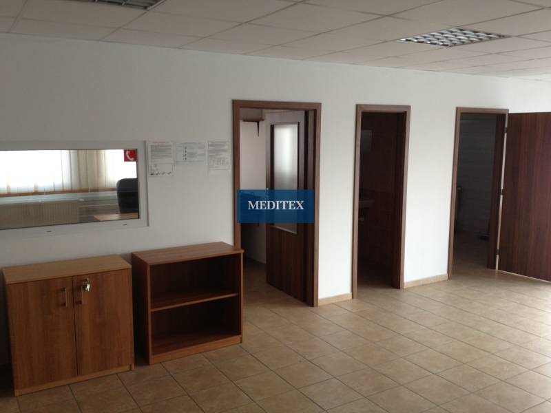 Interior with furniture consisting of two smaller cabinets and four doors in warehouses and halls.