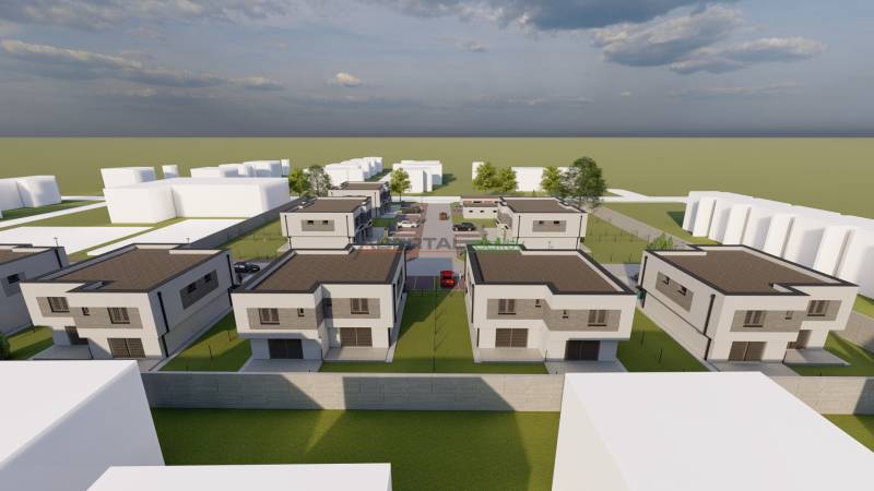 New houses on Triblavinská Street in Chorvátsky Grob with 4-room apartments and gardens.