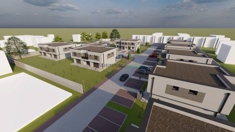 Houses with parking on Triblavinska Street in Chorvátsky Grob, planned for new development.