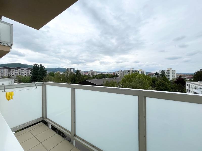 Balcony of a 2-room apartment in Dubnica nad Váhom on Centrum I street with a view of the city.