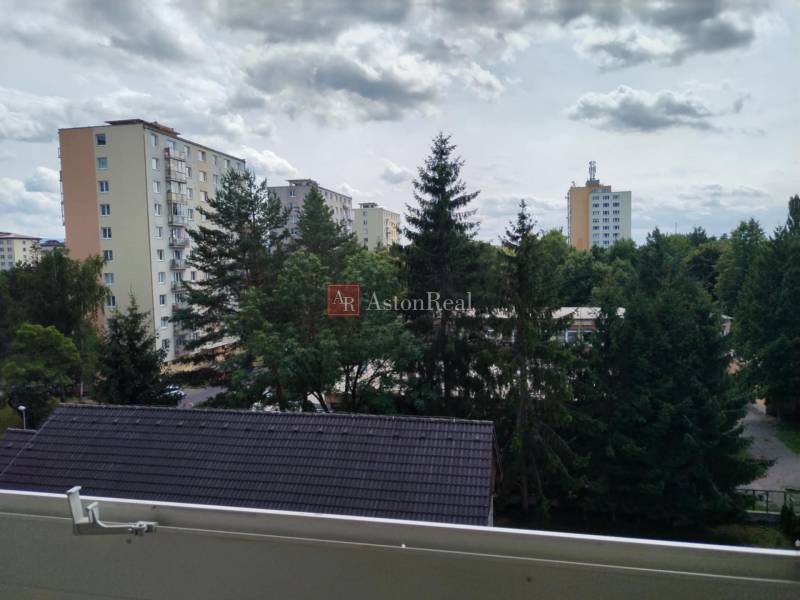 A view of the housing estate with apartment buildings and greenery in Martin on Kozmonautov Street.