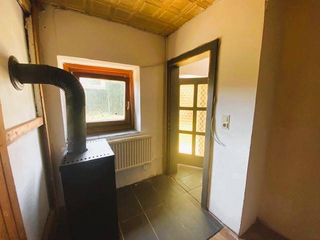 Heating and entrance doors in the interior during apartment construction.