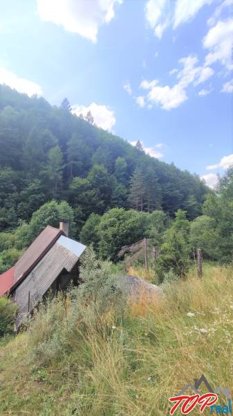 A cottage in Malá Lodina on Ružín surrounded by hills and dense forest.