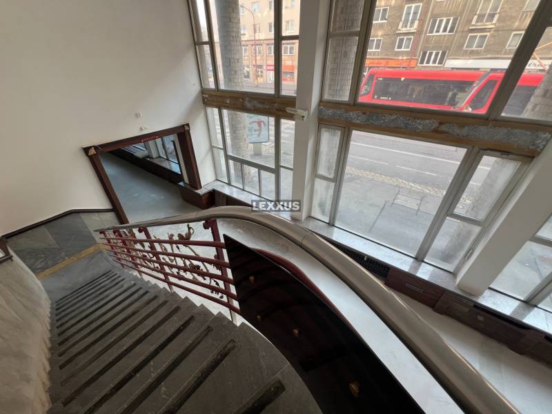 Interior staircase with glazing in commercial premises.