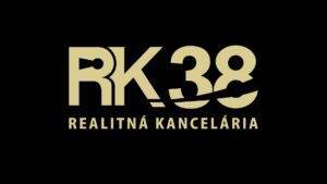 Real estate agency logo RK38 on a black background.