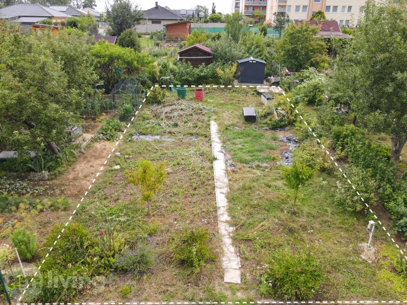 Garden on Jilemnického Street in Nová Dubnica with a grassy area and fruit trees.