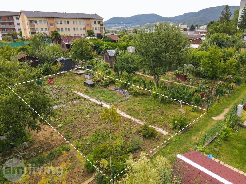 The garden on Jilemnického Street in Nová Dubnica with trees and surroundings with a view.