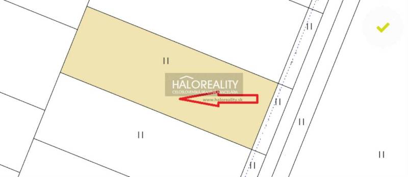 Land plan for residential area in Margecany, shown with plot and road.