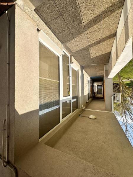 Offices with glass windows along Antolska Street in Bratislava - Petrzalka.