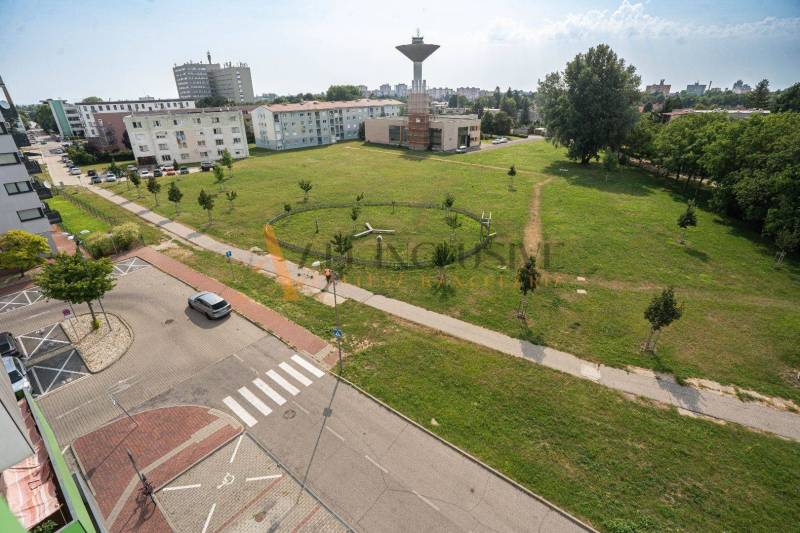 A view from above of the greenery in the town of Sereď, near Galanta Street.