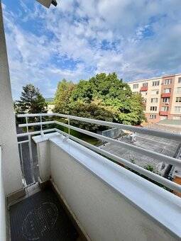 Balcony of a 2-room apartment with a view of greenery and panel buildings, Bratislava - Rača, Pekná cesta.