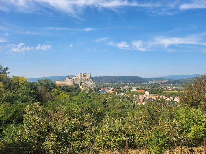 Beckov Castle with a view of the town and the surrounding countryside from Sychrov Street.