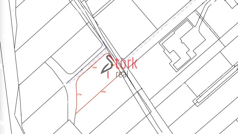The map of Kľač schematically depicts a plot designated for Residential Land with dimensions.