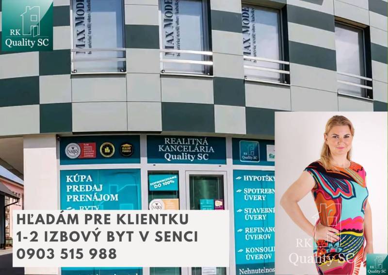 Real estate agency offer in Senec for a 1-room apartment, contact: 0903 515 988.