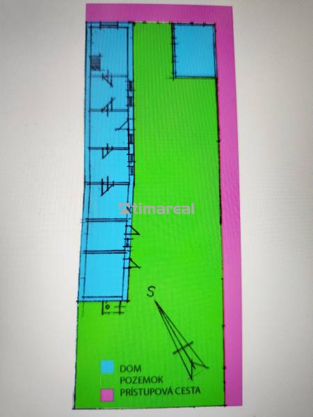 Floor plan of a family house in Reca with a plot area and access road.