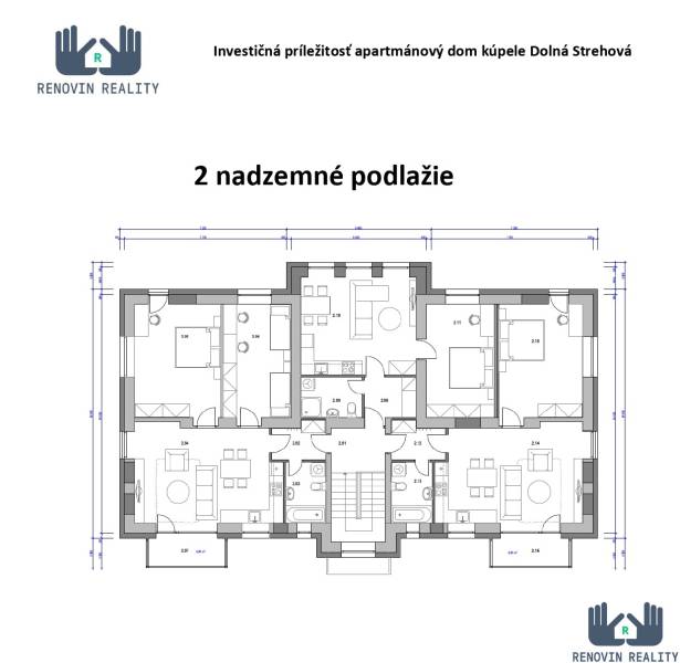 Floor plan of the second floor of the apartment building in Hotels and Guesthouses.