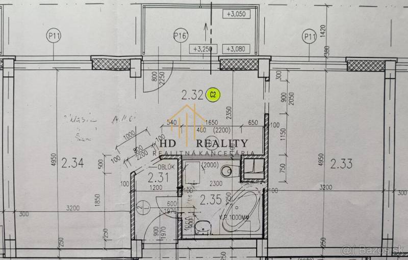 Floor plan of a 2-room apartment with room details and layout.