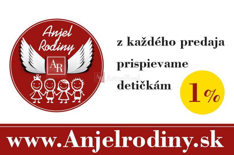 Advertisement banner for www.Anjelrodiny.sk, with a 1% contribution for children from every sale.