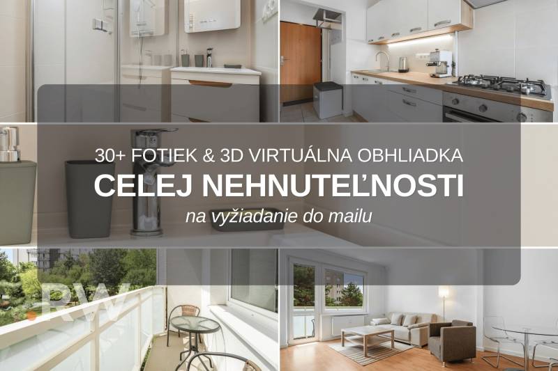 Kitchen and bathroom in a 2-room apartment, with a glazed balcony and a view of the surroundings.