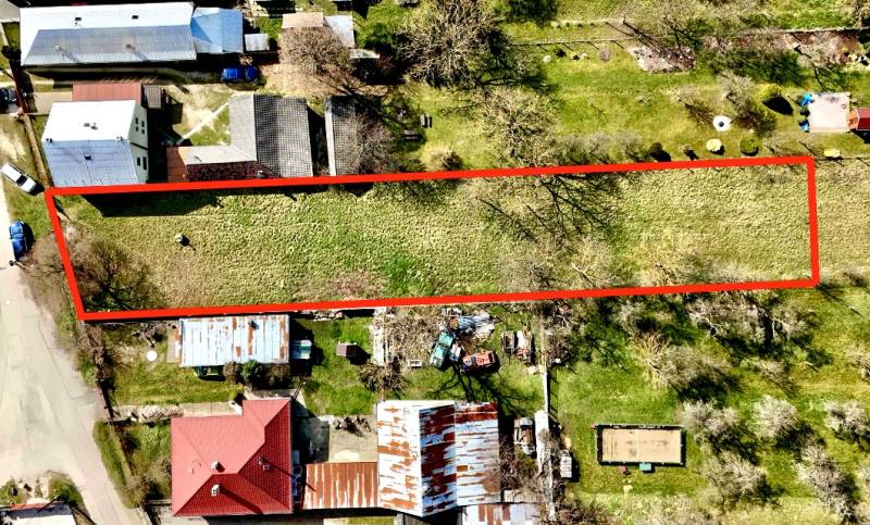Aerial view of a plot for house construction in Moravské Lieskové.
