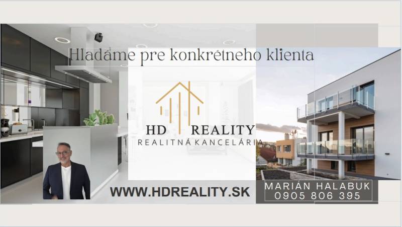A real estate agency offers services, a kitchen in a 1-room apartment, the exterior of Banská Bystrica.