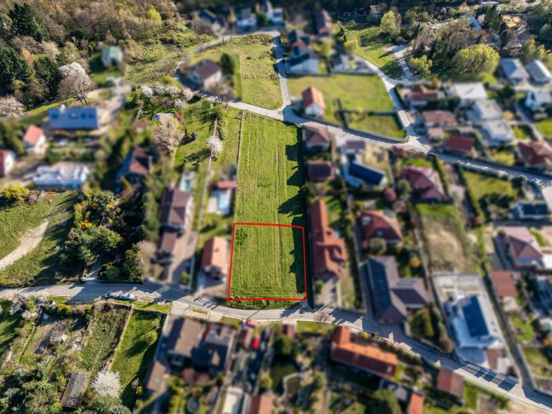 Aerial view of Štúrova Street; plots ready for housing.