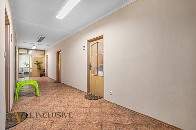 Hallway with doors and flowers in the Offices on Jilemnického Street, Dunajská Streda.