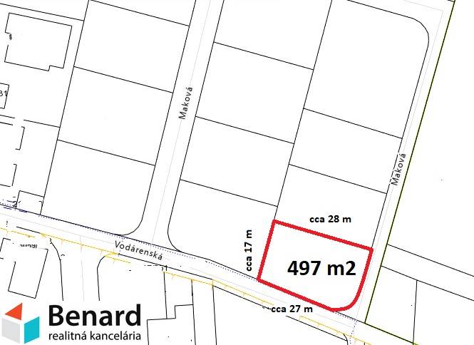 Residential plots on Vodárenská Street in Ľubotice, size 497 m².
