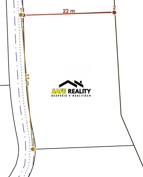 A plot for residential use in Divinka with dimensions 22 m x 33 m, accessible road.
