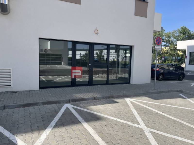 Commercial premises on Eduarda Wenzla Street in Bratislava III with glass doors.