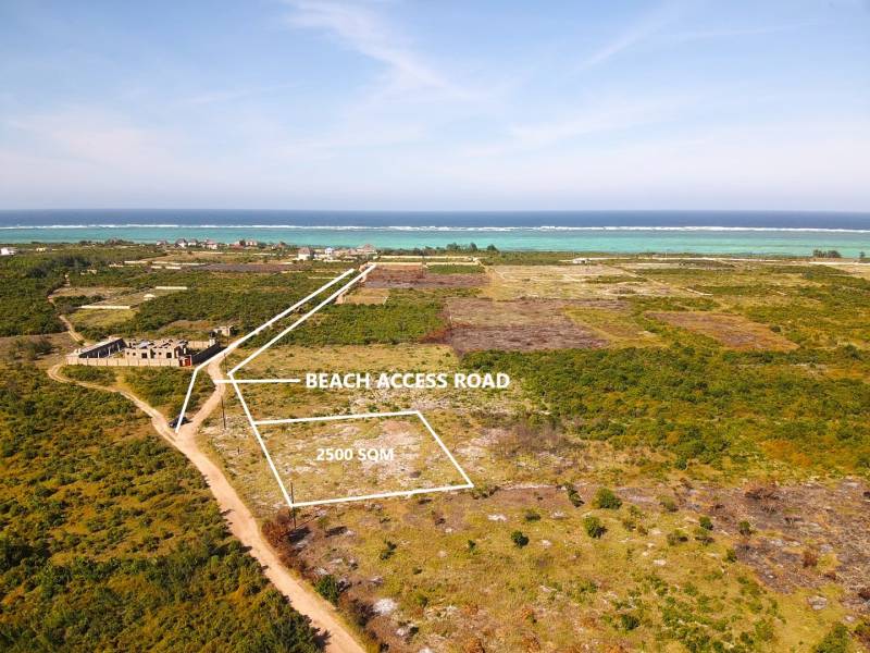 Aerial view of development plots in Makunduchi, Unguja South, with beach access.