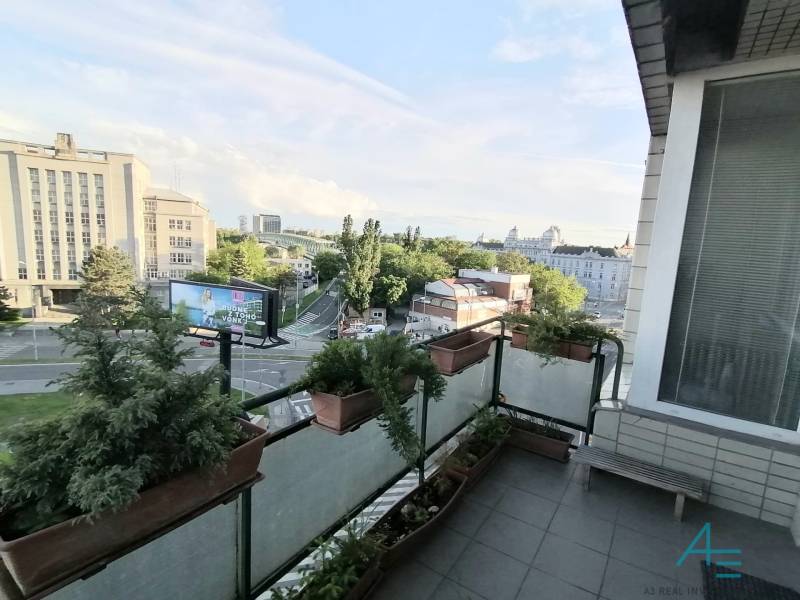 A view of Bratislava from the balcony of a 4-room apartment on Dostojevského rad.