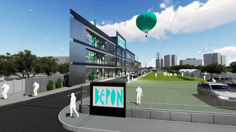 Visualization of a commercial complex with greenery and a balloon in Bratislava - Petržalka, Panónska cesta.