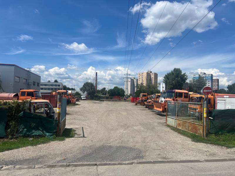 Commercial plots with trucks on Panónska Road in Bratislava - Petržalka.