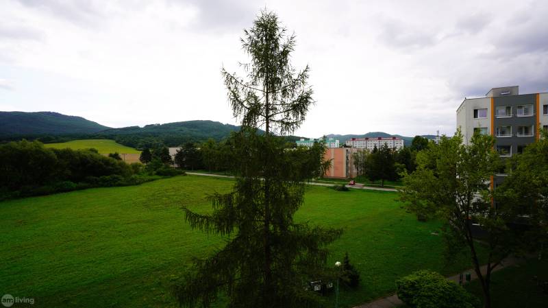 View from a 2-room apartment in Nova Dubnica with mountains and nature.