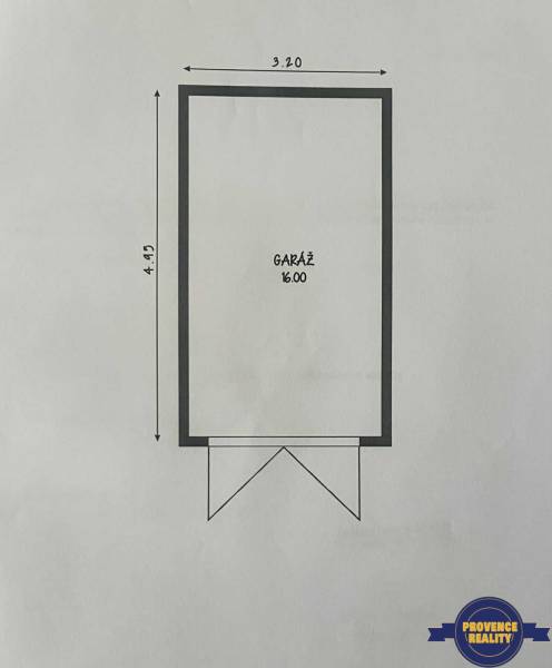Floor plan of a garage with dimensions 3.20 x 4.99 meters, labeled 16.00.