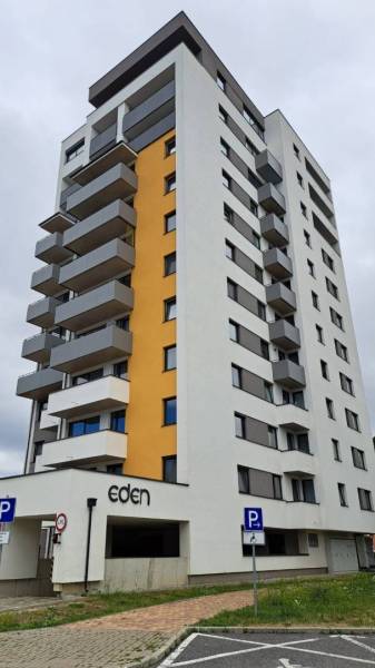 High-rise building with the sign 