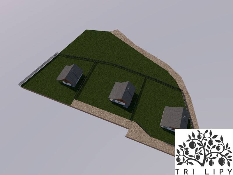 3D design of three houses on recreational plots in Oščadnica.