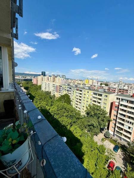 The view from the balcony of a 2-room apartment above Jégého Street in Bratislava - Ružinov.