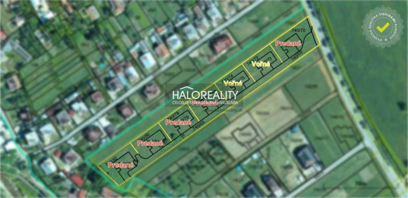A map of residential plots in Udiča, some are sold, others are available.