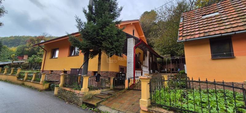 A family house on Škoruby in Kolárovice with a garden and a tree in the front yard.