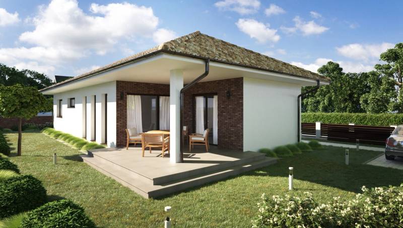 A family house in Gabčíkovo with a terrace, garden, and parking next to the house.